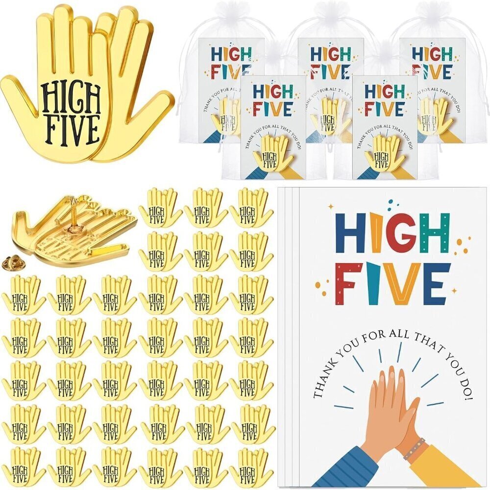 Employee Appreciation Gifts Bulk High Five Lapel Pins Cards Gifts for Coworkers